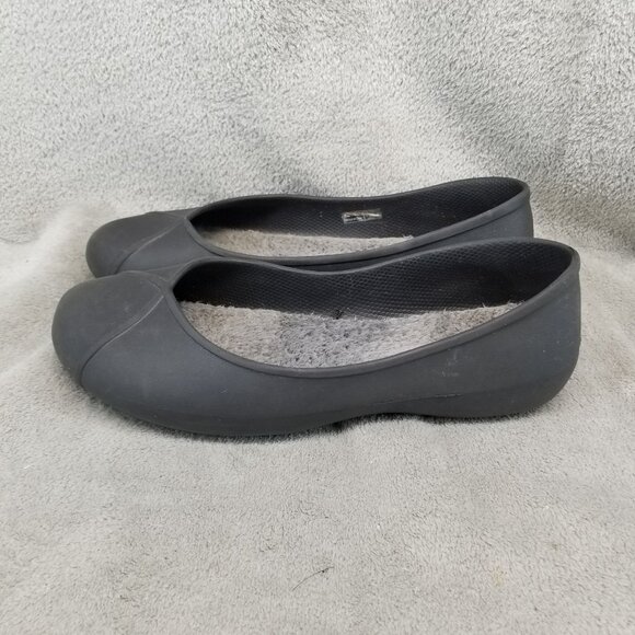 Crocs Shoes Womens Size 9 Olivia II Black Faux Fur Lined Slip On Ballet Flats - Picture 1 of 13